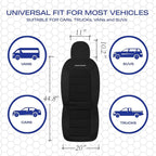 Skechers Memory Foam Car Seat Covers,Thick Cool Touch Fabric Seat Covers Front Seat Covers Airbag Compatible,Automotive Comfort Protection for Most Cars,Vans,Trucks,SUV,Black
