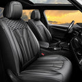 Fit Frontier Car Seat Covers Compatible with Nissan Frontier 2010-2025 2026 - Full Set Premium Leather， Waterproof Breathable， All-Weather Seat Cushion Protecto&Airbag Compatible （All Black