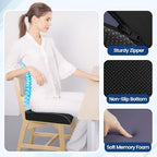 Seat Cushion for Tailbone Pain Relief, Office Chair Cushion, Memory Foam Large Chair Cushion with Non-Slip Cover for Soft Support at Office Chair, Car Seat, Airplane Black/2X-Large