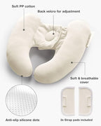 Baby Neck Pillow for Car Seat and Stroller, Adjustable Baby Head Support Pillow for Travel, Soft and Cushiony Torticollis Pillows for Infant and Newborn (Beige)