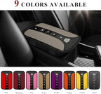 Bling Leather Car Center Console Cover, Anti-Slip Crown Armrest Seat Box Cushion Pad with Rhinestones, Waterproof Crystal Arm Rest Protector Interior Decor for Most Vehicles (Gray)