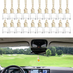 ASUBHA 20 PCS 8ml Hanging Car Air Freshener Diffuser,Empty Clear Glass Essential Diffuser Oil Aromatherapy Fragrance Perfume Pendant Glass Vials with Wooden Caps & Hanging String, Cylindrical