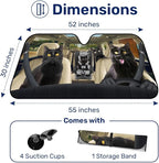 GENANY Funny Black Cats Windshield Sun Shade for Car SUV Truck (55x30 Inches),Sun Shade Windshield, Shades for Front Windows, Sunshade for Car Windshield, Protector Blocks UV
