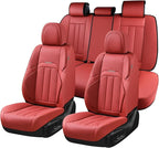 Coverado Car Seat Covers Front Set, Luxury Nappa Leather Seat Covers Universal Fit Waterproof Non-Slip Breathable Automotive Seat Protectors for Cars, SUVs, Trucks