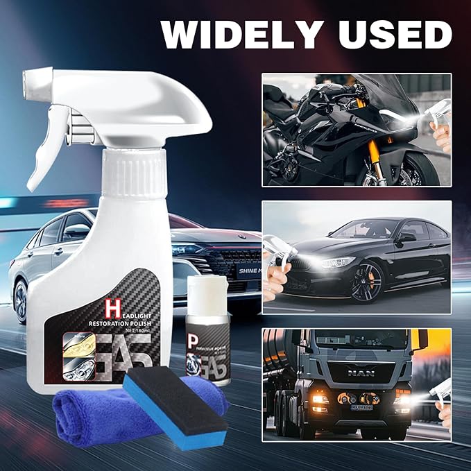Headlight Restoration Kit, Automotive Headlight Cleaner Polishing Kits, Headlamp Repair Polisher Cleaning Kits Ceramic Coating Spray Head Light Restoring Kit for All Vehicle Types