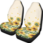 Sunflowers Print 2 Pcs/Set Car Front Seat Covers, Universal Fit Seat Covers for Sedan, Truck, SUV Polyester Bucket Cushion Protectors