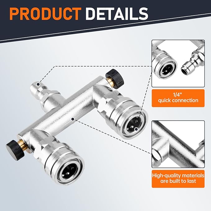 REALYOU Foam Cannon Dual-Connector Accessory, Pressure Washer Double Tip Attachment, Pressure Washer Accessories with 1/4" Quick Connect for Car Wash, 2 Adjustable Foam Cannon Pro