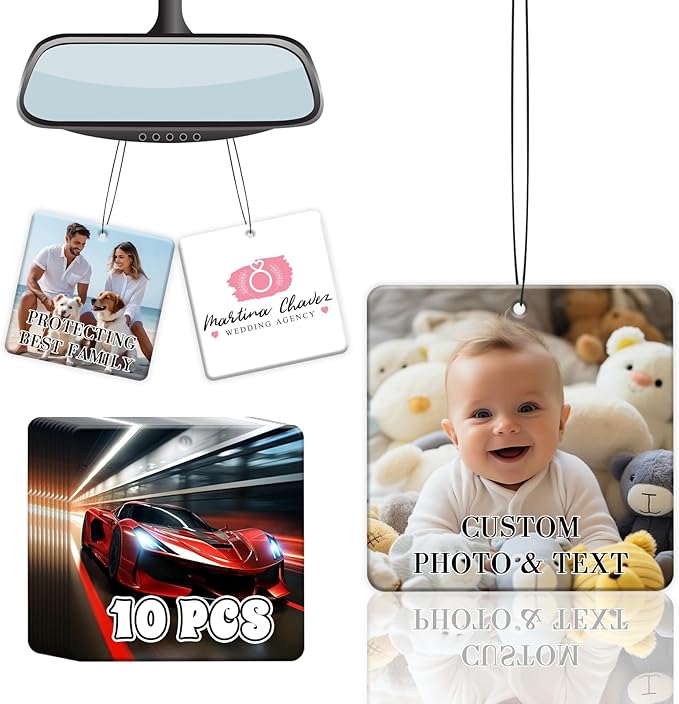 3-500Pcs Custom Air Fresheners with Picture - Personalized Double Sided Photo Text Logo Air Freshener for Car Hotel Business Event Promotion (General, Square)