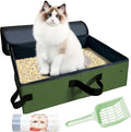 Large Portable Cat Travel Litter Box, 20x14x6.5 Inches with Zipped Lid & 10 Liners, Leak-Proof, Lightweight, Sturdy & Waterproof and Foldable for Hotels, Car, & Camping