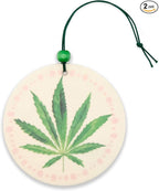Studio Oh! Car Air Fresheners - Pack of 2 Scented Hanging Car Odor Eliminator - Unique Design with Decorative Bead - Cannabis Leaf