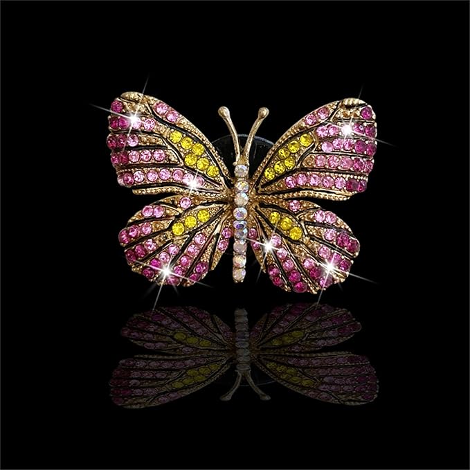 Bling Butterfly Car Clip Decor Interior，Cute Car Vent Clips Dashboard Decorations, Car Accessories Air Aromatherapy Vent Clip,Car Air Freshener Vent Clips, Rhinestone Car Accessories for Girls Womens Car Interior Decoration Cute Set (Pink Butterfly + 3...