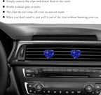 2 PCS Bling Car Air Vent Clip, Crystal Heart Car Air Fresheners Diffuser Vent Clip, Rhinestone Air Conditioning Outlet Clip For Women Girls, Interior Decor Car Accessories (Heart, Blue)