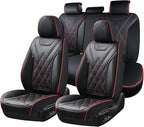 Coverado Car Seat Covers Full Set, Seat Covers for Cars, Waterproof Leather Automotive Seat Cover, Universal Car Interior Protectors Cushion for Most Cars