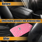 Mandark Bling Car Center Console Cover, Rhinestones Crown Vehicle Armrest Seat Box Mat Pad, Diamond Automotive Interior Arm Rest Cushion Protector Decor Accessories, Universal Fit(Pink)