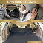 F-color SUV Cargo Liner for Dogs, Upgraded Extra Large Water Resistant Pet Cargo Cover Dog Seat Cover Mat for SUVs with with Bumper Flap for Full-Size SUVs Vans, Black