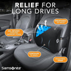 Samsonite Memory Foam Lumbar Support Pillow for Office Chair, Gaming Chair, or Car-Ergonomic Back Cushion-Home Essentials for Sitting Comfort and Posture Relief Back Support with Cooling Gel, Black