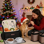 Modoker Dog Travel Bag Airline Approved Pet Cat Tote Organizer for Weekend Trips, 2 Bowls, 2 Food Containers & Feeding Mat