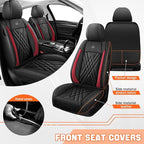 Car Seat Covers Compatible with Toyota Camry 2012-2026 Durable Waterproof Automotive Seat Covers Stretchable Fabric Material, Airbag Compatibility, Premium Nappa Leather(Black Red, Full Set)