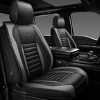 CAR PASS Nappa Leather Car Seat Covers Front Seats, Luxury Seat Protector for Cars, Waterproof Anti-Slip Seat Cushion Armrest Compatible Airbag Universal for SUV Pick-up Truck Automotive, Black Gray