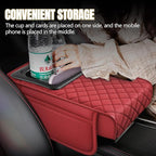 Hovom Car Center Console Cover, 13.39"×7.87"×2.76" Leather Armrest Cover for Cars, Memory Foam Armrest Pillow with Pocket, Cup Holder & Phone Slot, Universal Vehicle Arm Rest Cushion Pad (Red)