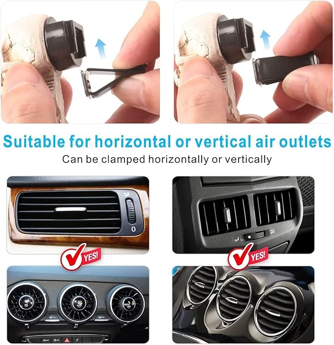 Skull car accessories – Gothic Skull Air freshener – Stylish Car Decor with Replaceable Fragrance Pad, Funny Christmas Gifts for Dad Mom