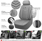 CAR PASS 3D Foam Faux Leather Car Seat Covers Full Set, Waterproof Grey Leather Seat Cover for Cars, Luxury Universal Fit for SUV Truck Sedan Automotive, Armrest Airbag Compatible Anti-Slip, All Gray