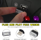 Augeny 4 PCS USB LED Car Interior Atmosphere Lamp, Plug-in USB Decor Night Light, Portable Auto Ambient Lighting Kit, Universal Vehicle Interior Accessories for Most Cars (2 Red+2 Purple)