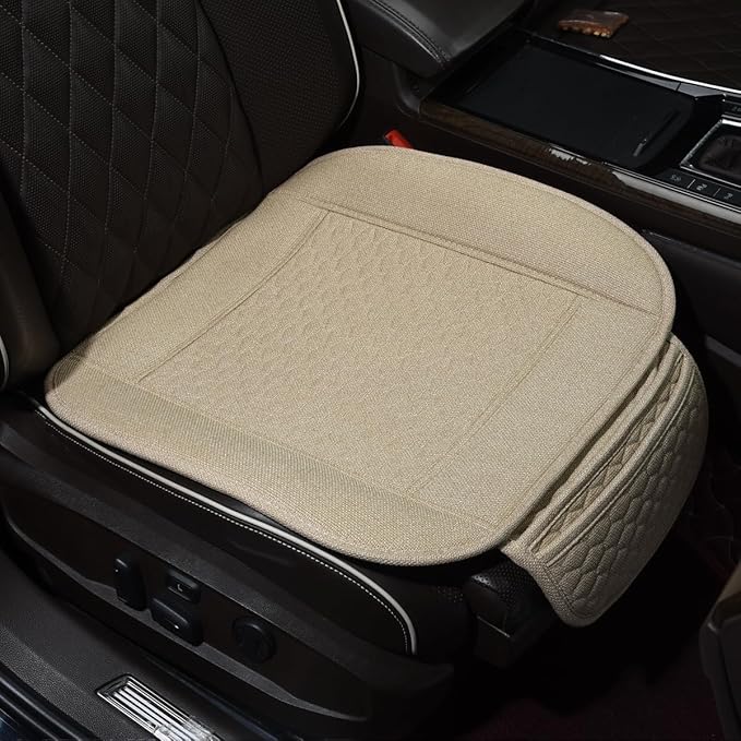 Linen Car Seat Covers,Cooling Bottom Seat Covers for Cars,Universal Car Seat Pad Cushion Breathable,Ventilated Only 1Pc Front Seat