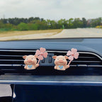 Cute Car Air Freshener Vent Clips, 3D Animal with Mini Fan Diffuser Vent Clip, Air Conditioning Decoration Car Accessories for Women and Men