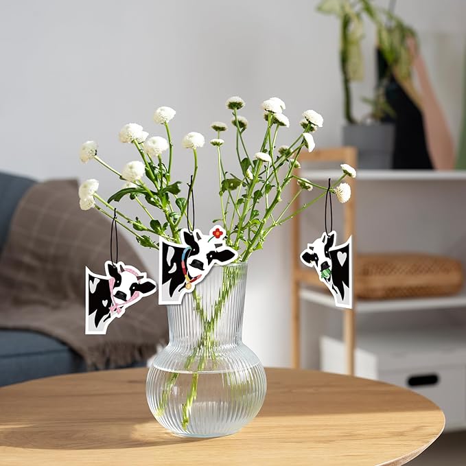 7 Pcs Cow Print Car Air Fresheners for Women – Cute Hanging Car Accessories for Rear View Mirror, Car Interior Decorations with Assorted Scents, Long-Lasting Automotive Accessories for SUVs, Trucks