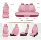 Coverado Car Seat Covers Full Set, Seat Covers for Cars, Car Seat Cover, Car Seat Protector, Leather Car Seat Cushion, Waterproof Car Seat Covers Front Seats and Back Fit for Most Cars(Pink)