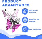 Car Shiny Dual Butterfly Air Outlet Clips, Crystal Air Fresheners Vent Clips, Car Diffuser Vent Clip Rhinestone Diamond Interior Decor, Car Decoration, Bling Car Accessories (2 Pcs Pink)