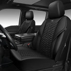 CAR PASS 3D Foam Mesh Leather Car Seat Covers Front Seats, Leather Mesh Front Seat Covers for Car,Breathable Universal Fit for SUV Truck Sedan Van Automotive, Armrest Airbag Compatible,Black
