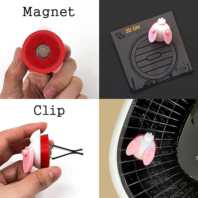 3D OM Air Freshener Duck(red) for Car or Indoor, Stylish Fun-3D Printing Plastic(eco PLA), Magnet and Clip - Solution is not included