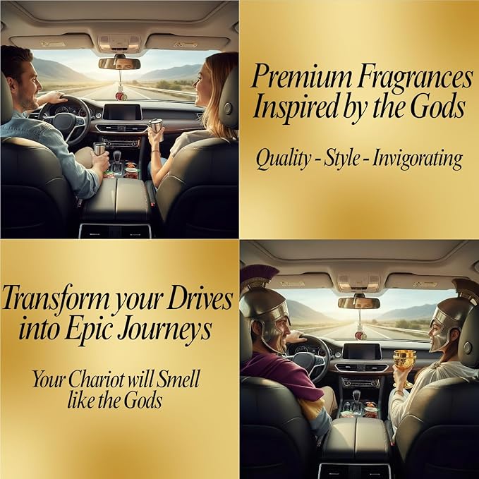 Mahogany Teakwood Luxury Car Air Freshener - Rich Scent Inspired by Classic Teakwood, Long-Lasting 100% Essential Oils, Made in USA - Includes Bronze Alexander Coin Charm by House Of Olympus