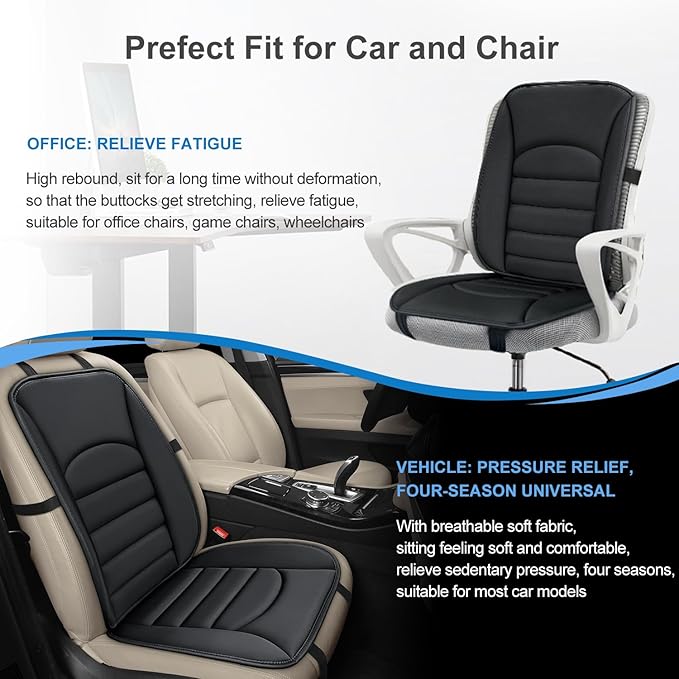 Sanwom Car Seat Cushion Chair Cushions Set with Back Support,1.2in Memory Foam Pressure Relief Non-Slip Design Truck Seat Cushion for Driving, Ergonomic Chair Seat Pad for Office Gaming Wheelchair