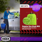 AIDEA Car Wash Mitt Microfiber, 4PK Scratch Free Lint-Free, Premium Chenille Microfiber Mitt Car Wash Brush, Green, Extra Large Size 8''X12''