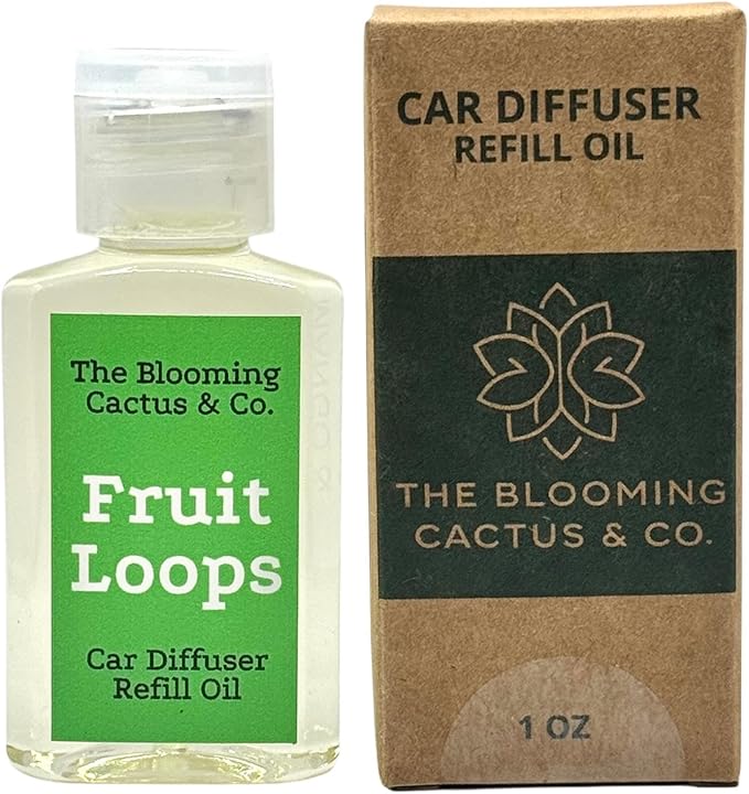 1 OZ Premium Car Diffuser Refill Oil – 2 Pack Long Lasting Fragrance Oil for Car, Home & Office | Compatible with Most Diffusers | Fresh, Pleasant Scent for Every Space (Black Ice + Fruit Loops)