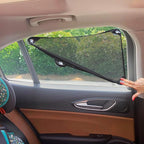 Stretchable Custom Fit Car Window Shade - Sunshade Sun Protector for Cars, Trucks, SUV's- Easy Installation for Baby & Kids