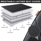 Black Car Seat Covers Full Set, Breathable Leather Automotive Front and Rear Seat Covers & Headrest for Comfortable Driving, Universal Auto Interior Fit for Most Kinds of Vehicles, Cars