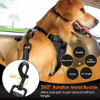 SlowTon Dog Seat Belt for Car, Adjustable 3 in 1 Dog Seatbelt with Elastic Bungee Buffer, Nylon Heavy Duty Dog Car Harness Reflective Safety Tether Leash with Latch Hook Clip Black 35.5"