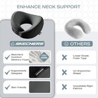 Skechers Men's Memory Foam Neck Pillow, Comfortable & Breathable Travel Pillow,Neck Pillow Airplane for Travel, Car Rides, Home, and Office Use, Ergonomic Design for Men and Women,Black