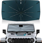 Autorder Windshield Sun Shade Umbrella for 2018-2026 Jeep Wrangler JL Accessories,Upgraded Ice Crystal Material,Easy Setup Umbrella Sunshade for Car Windshield,100% Sun Blocking
