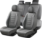 Coverado Seat Covers Full Set, Seat Covers for Cars, Gray Car Seat Cover, Waterproof Car Seat Protector, Nappa Car Seat Cushion, 5 Pieces Car Seat Covers Front Seats and Back Fit for Most Cars
