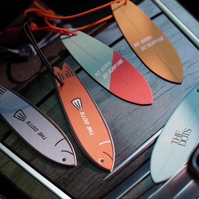 THEDOTS 15 Pack Hanging Car Air Freshener, Orange Blossom Leather Scent, Luxury Surfboard Perfume Diffuser, Unique Holiday Gift Idea for Men
