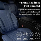 Coverado Front Seat Covers, 2 PCS Leather Seat Cover for Cars, Automotive Seat Cover, Luxury Universal Car Seat Protector, Waterproof Front Seat Car Seat Cushion Fit for Most Sedan, SUV, Trucks (Navy)