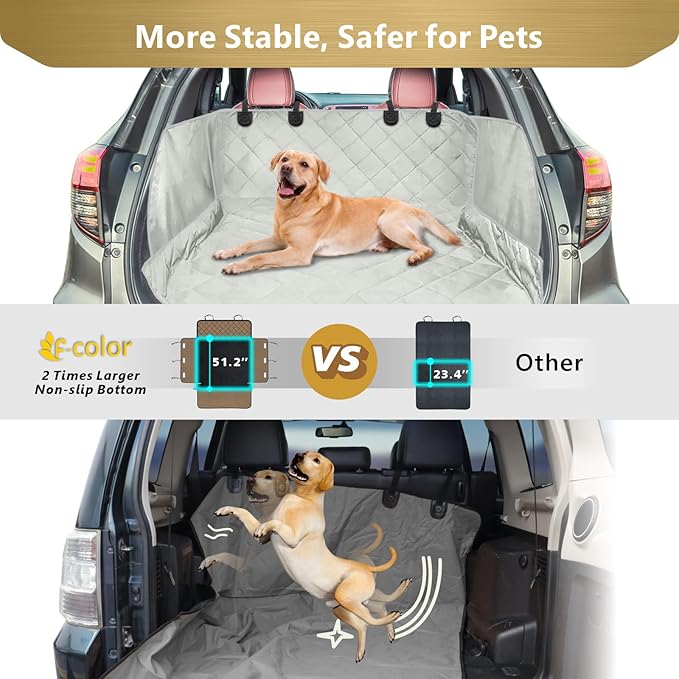 Veckle SUV Cargo Liner for Dogs with Side Flaps, Large (54" x 93") Water Resistant Trunk Cover, Non-Slip Pet Area Protector with Bumper Flap, Universal Fit for SUVs Sedans Vans, Gray