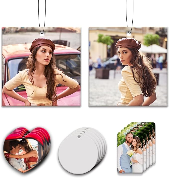 5Pcs Custom Air Fresheners with Picture, Customized Photo Air freshener for Car Personalized Double Sided Hanging Air Freshener Car for Bedroom Bathroom Gifts for Him (5pcs-Square)