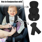 GFU Infant Car Seat Insert Head and Body Support, Reversible Newborn Insert for Carseat with Strap Pads, Soft Stroller Cushion Pillow Insert for Boys and Girls, Fits for Stroller, Swing, Black