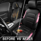 CAR PASS Memory Foam Car Seat Covers,Air Cool Mesh Thick Seat Covers Front Seats,Pink Metal Film Leather Seat Cover for Car,Universal Automotive Comfort for Most Car,Truck,Airbag Compatible,Black Pink